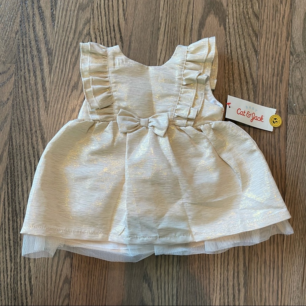 NWT Cat & Jack Gold Baby Dress